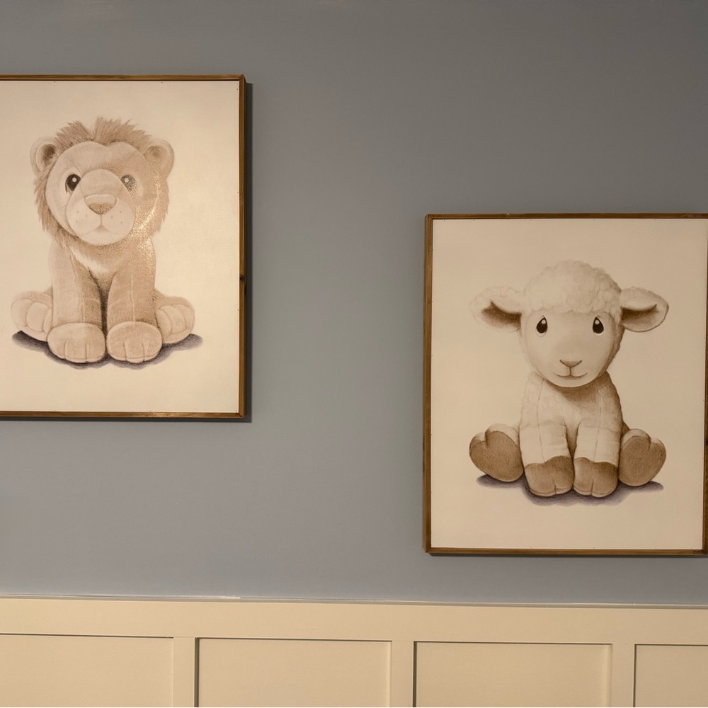 Hobby Lobby Lion and Lamb Wall Art - Cream and Tan